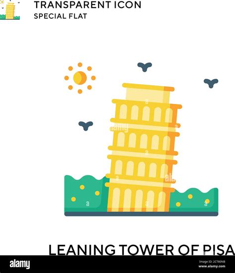 Leaning Tower Of Pisa Vector Icon Flat Style Illustration EPS 10