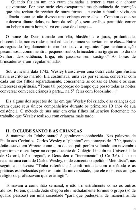 Como é Que João Wesley Se Relacionava Com Os Pequeninos Tão Amados E