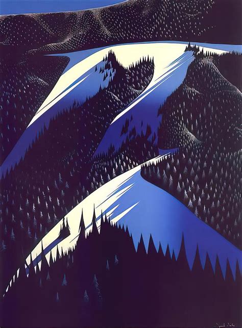 Eyvind Earle Black Evergreen Forest Painting By Elizabeth Charlotte