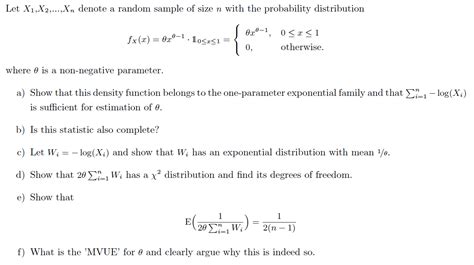 Let XI X2 Xn Denote A Random Sample Of Size N Chegg