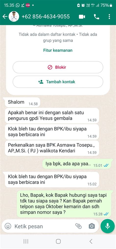 Waspada Penipuan Melalui Pesan WhatsApp Mengatasnamakan Pj Wali Kota