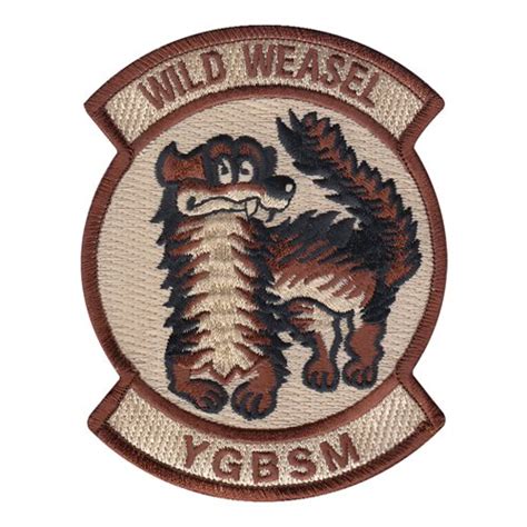 Usaf 13th Fighter Squadron Fs Swirl Ygbsm Wild Weasel F 16 Hook Patch Desert Tan Original