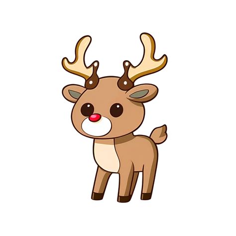 Cute Reindeer Deer Rudolph Isolated On Transparent Background