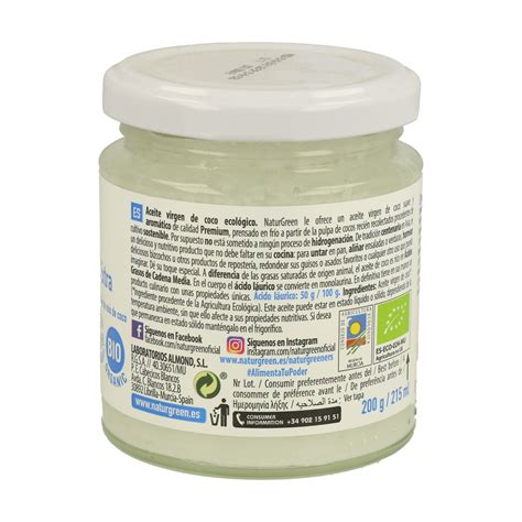 Aceite De Coco Bio 200 Ml De Aceite De Naturgreen Naturitas