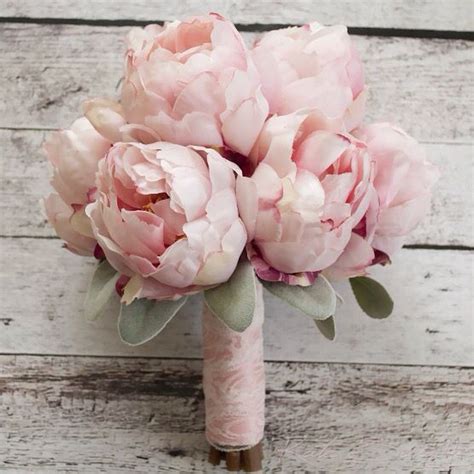 Romantic Silk Bouquet Blush Pink Peony Bouquet By Kate Said Yes