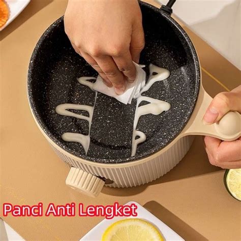 Jual Panci Listrik Garis Multifungsi Steamer Fry Pan Hot Pot Elektrik Cokelat Di Seller