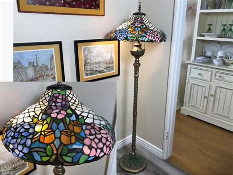 Pair Of Stained Glass Floor Lamps