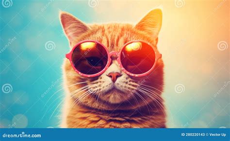 Cat Wearing Sunglasses And Looking At Camera Generative Ai Stock