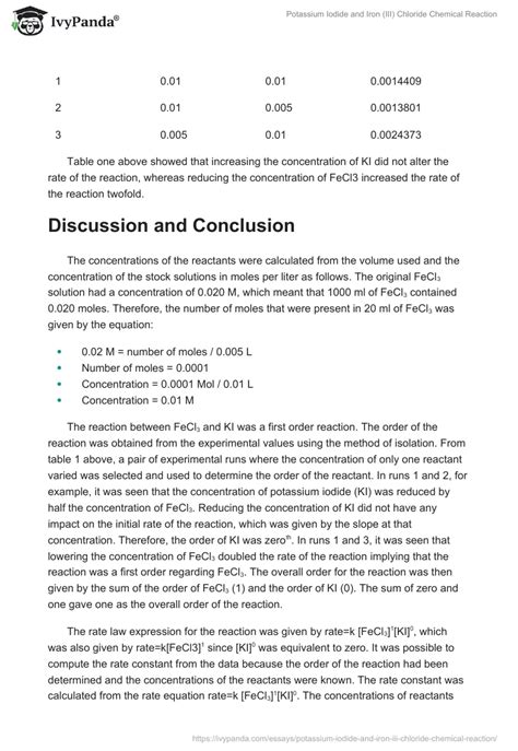 Potassium Iodide and Iron (III) Chloride Reaction - 1683 Words | Report ...