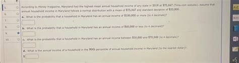 Solved According To Money Magazine Maryland Had The Highest