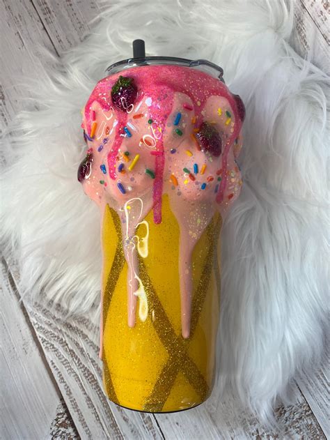 Ice Cream Cone Tumbler Bubba Cup Glitter Tumbler 24 Oz Etsy