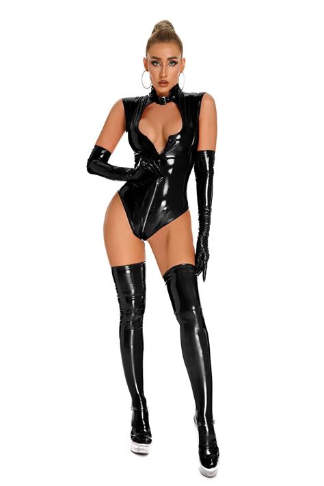 Wet Look Pvc Catsuit Shiny Pu Leather Sleeveless Bodysuit Tights Hot Sexy Cosplay Sukumizu Body