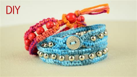 Beaded Wrap Bracelet With Square Knot And Button Clasp Tutorial YouTube