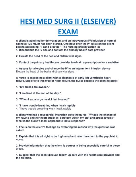 Hesi Med Surg Ii Elseiver Exam 20222023 Latest Guide Best For Your