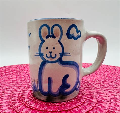 M A Hadley Stoneware Pottery Mug Bunny Mug Rabbit Mug M A Hadley