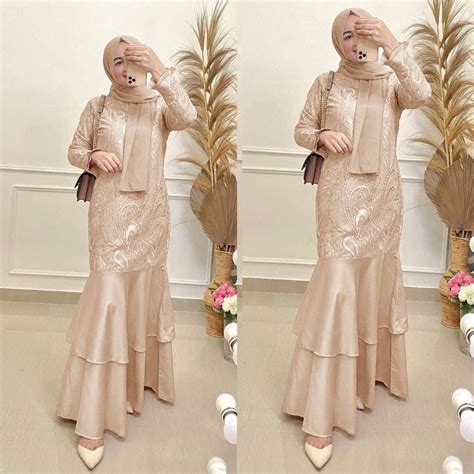 Jual Terbaru Baju Pesta Gamis Brukat Mewah Wanita Muslim Adem