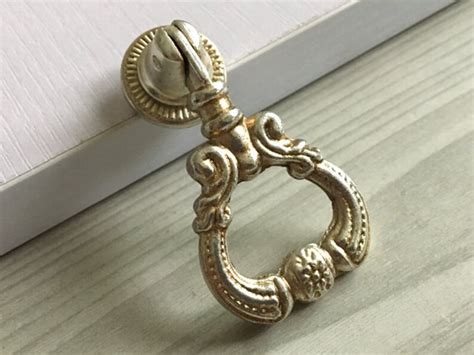 Antique Silver Dresser Drawer Pull Handles Knob Metal Drop Etsy