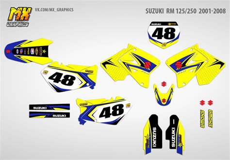 Наклейки на мотоцикл Suzuki RM 125 RM 250 2001-2012. Серия MX Start ...