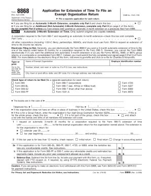 Fillable Online Form 8868 Application For Extension Of Time To File An