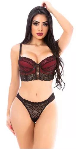 Lingerie Sexy Cropped Bojo Renda Sedutora Completa Envio Frete grátis