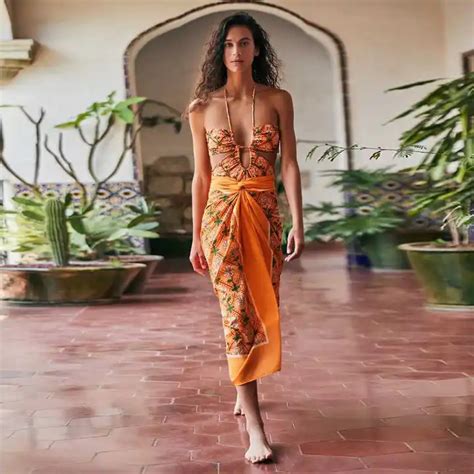 JSN New Design Swimsuit Vintage Print Halter Bikini Set Swimming Suit Beachwear Swimwear