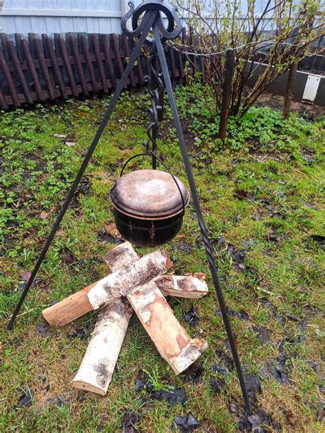 Forged Campfire Tripod Outdoor Cooking Iron Pot Stand Fire Pit Etsy