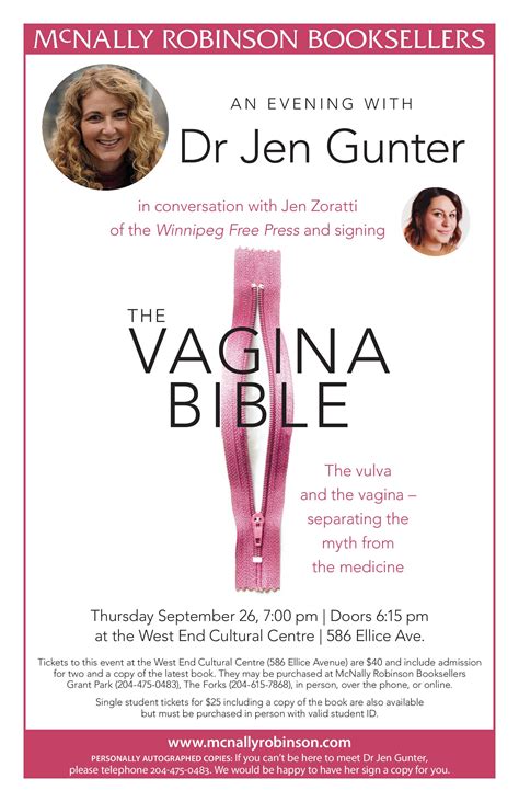 The Vagina Bible An Evening With Dr Jen Gunter SOLD OUT West End Cultural Centre