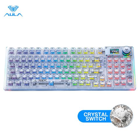 AULA Key Hot Swappable Intelligent Screen Mechanical Transparent Keyboard With RGB Backlit