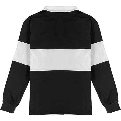 Traditional Black And White Striped Mens Long Sleeve Rugby Shirt