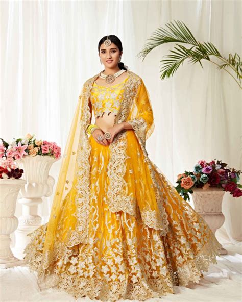 Yellow Lehenga Choli Designs For Engagement