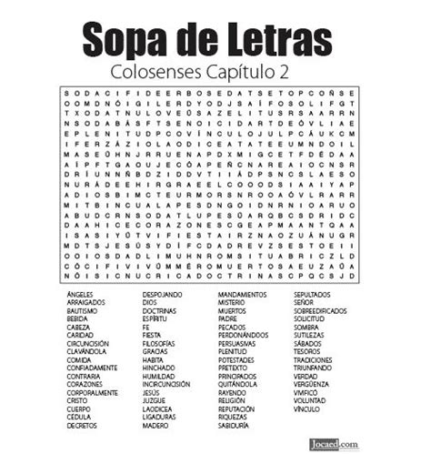 Sopa de Letras Colosenses Capítulo 2 Espagnol Caligraphie