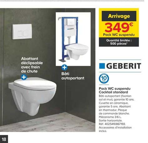 Offre Pack Wc Suspendu Cocktail Standard Geberit Chez Castorama