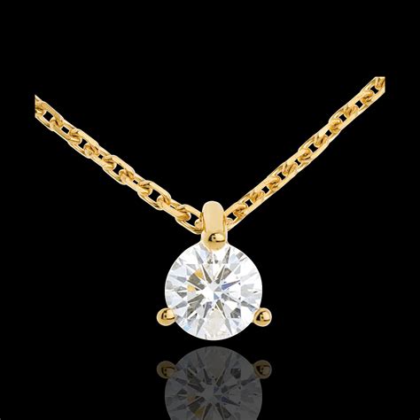 Collier Solitaire Or Jaune 18 Carats 0 26 Carat Bijoux Edenly