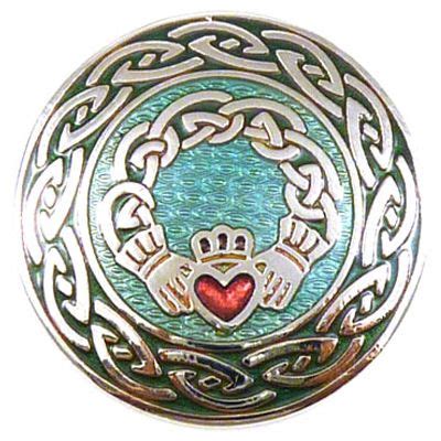 Round Claddagh Brooch Green Enamel & Silver | Celtic art, Celtic ...