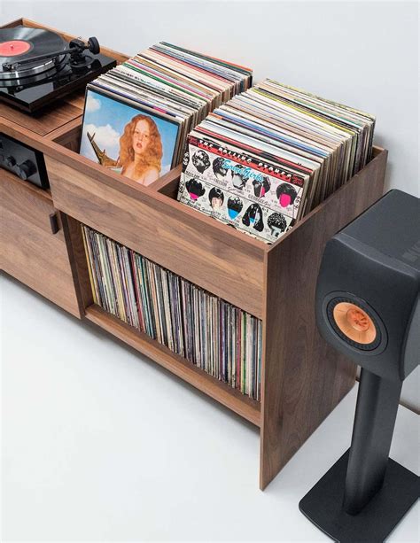 52" Unison Vinyl Record Storage Stand in Natural Walnut | Record