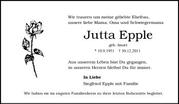 Traueranzeigen Von Jutta Epple Stuttgart Gedenkt De