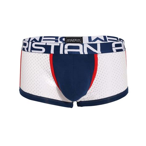 Andrew Christian Boxer Show It Sports Mesh Marine Blanc Inderwear