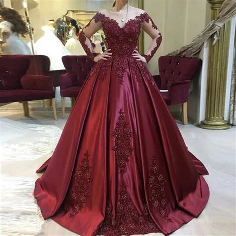 Maroon Gown With Sleeves Cheap Sale Lnkintl