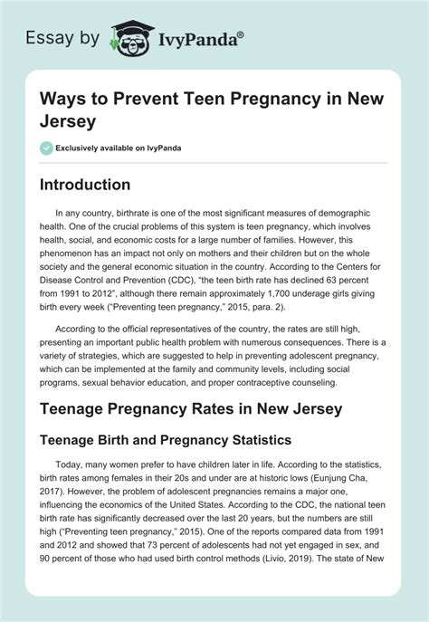 Ways To Prevent Teen Pregnancy In New Jersey Words Research