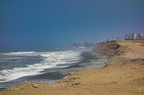 premium photo desert area   ocean coast  lima peru
