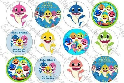 Baby Shark Edible Cupcake Toppers Frosting Sheets Shark Theme