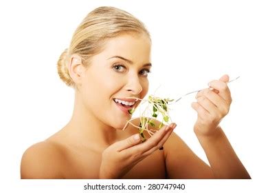 Happy Nude Woman Eating Lettuce Stock Photo 280747940 Shutterstock