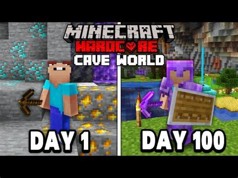 I Survived 100 Days Of Hardcore Minecraft In A Cave Only World Here