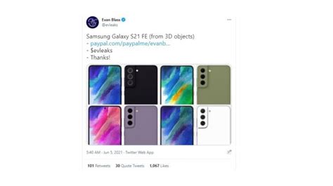 Bocoran Baru Samsung Galaxy S Fe Usung Desain Lebih Berwarna