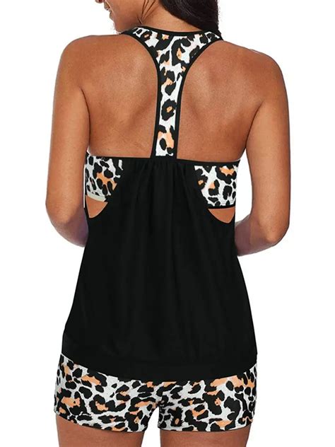 Two Pieces Womens Random Print Tankini Set Racerback Boxer Temu