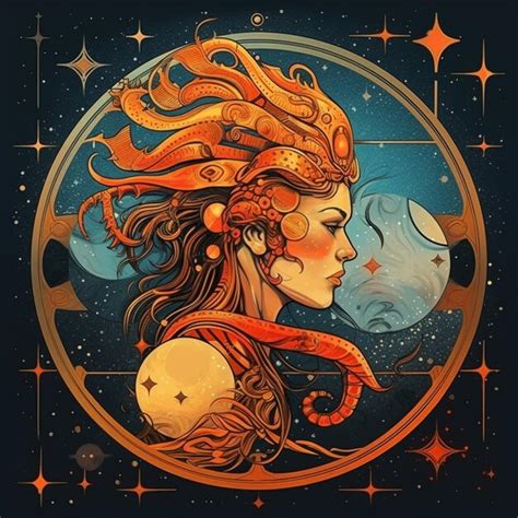 Premium Photo Zodiac Sign Of The Sun And The Moon With A Womans Face