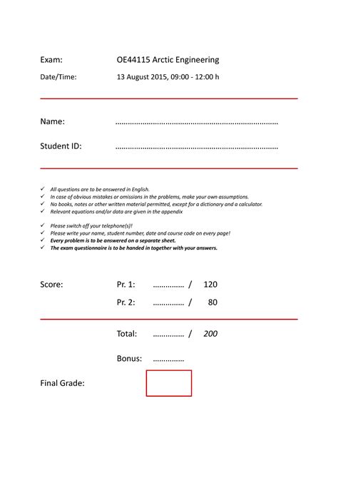 Tentamen 13 Augustus 2015 Vragen En Antwoorden Exam OE44115 Arctic