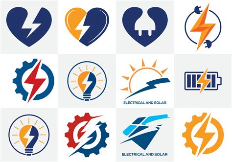 Electricity Logo template Lighting bolt sign symbol. Vector icon set ...