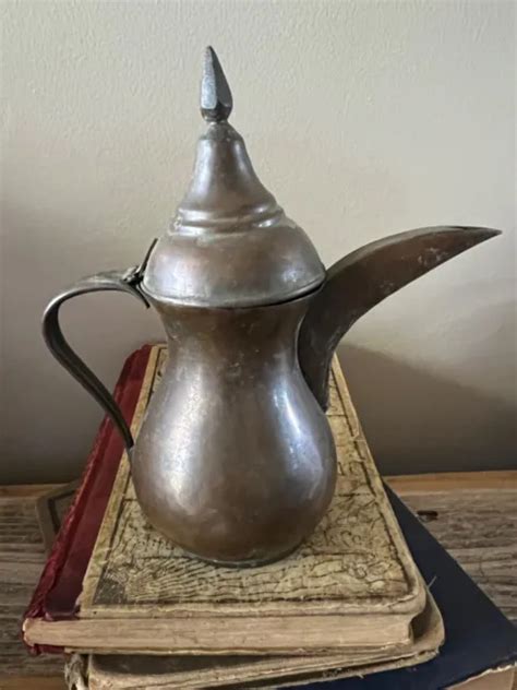 ANTIQUE COPPER BRASS DALLAH Coffee Pot Arabic Turkish Middle Eastern