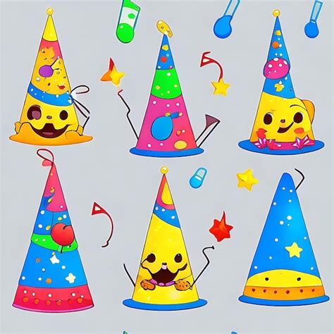 Premium Ai Image A Group Of Emojis Wearing Party Hats And Blowing